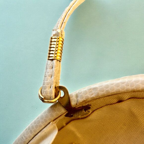 Elan Vintage Shoulder Handbag Hard Shell Faux Snakeskin DAMAGED - Picture 12 of 14